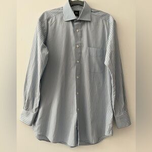 Ike Behar Men’s 15.5R Blue Stripe 100% Cotton Dress Shirt
